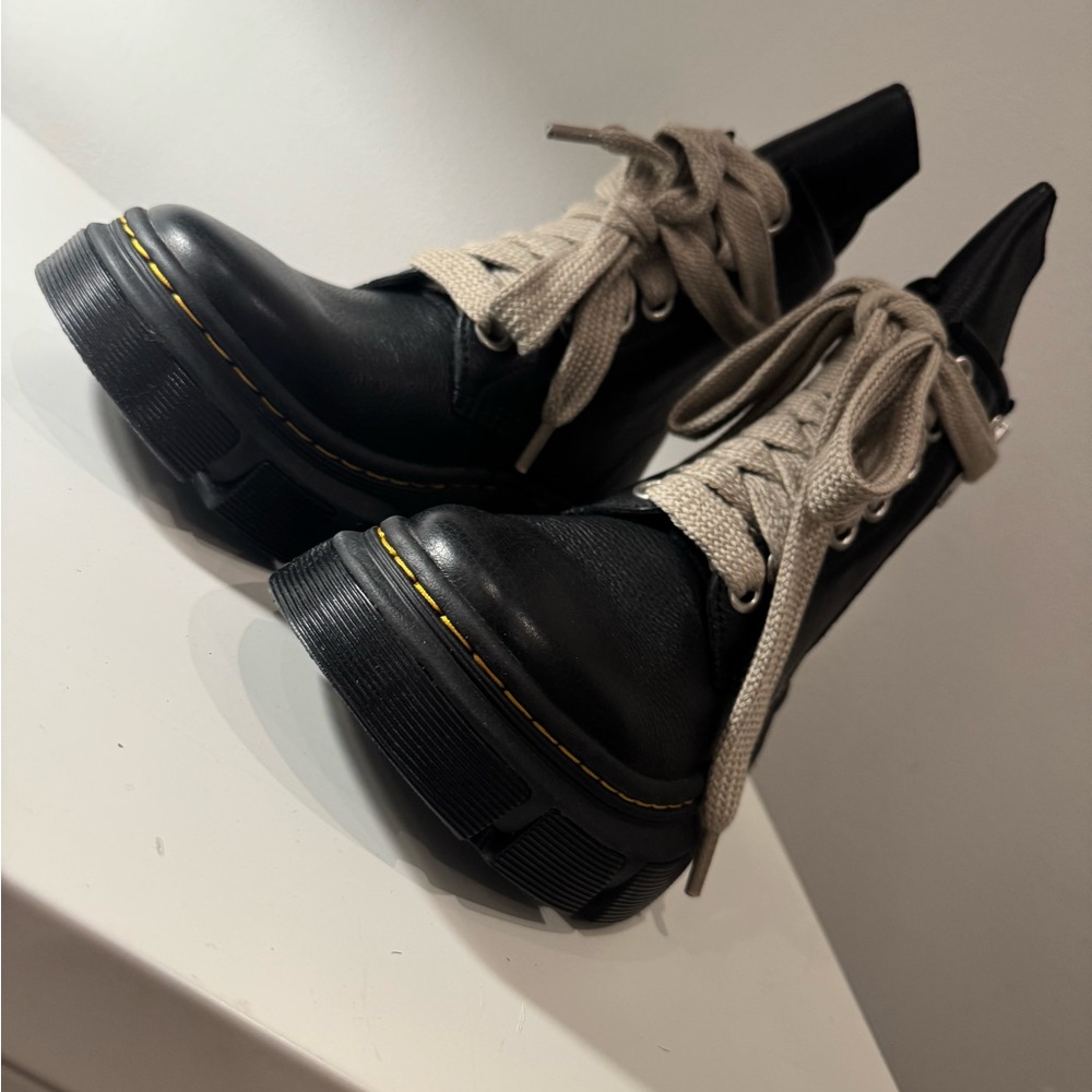 RICK OWENS DMXL LEATHER LACE UP BOOTS 1460 - Picture 10 of 12
